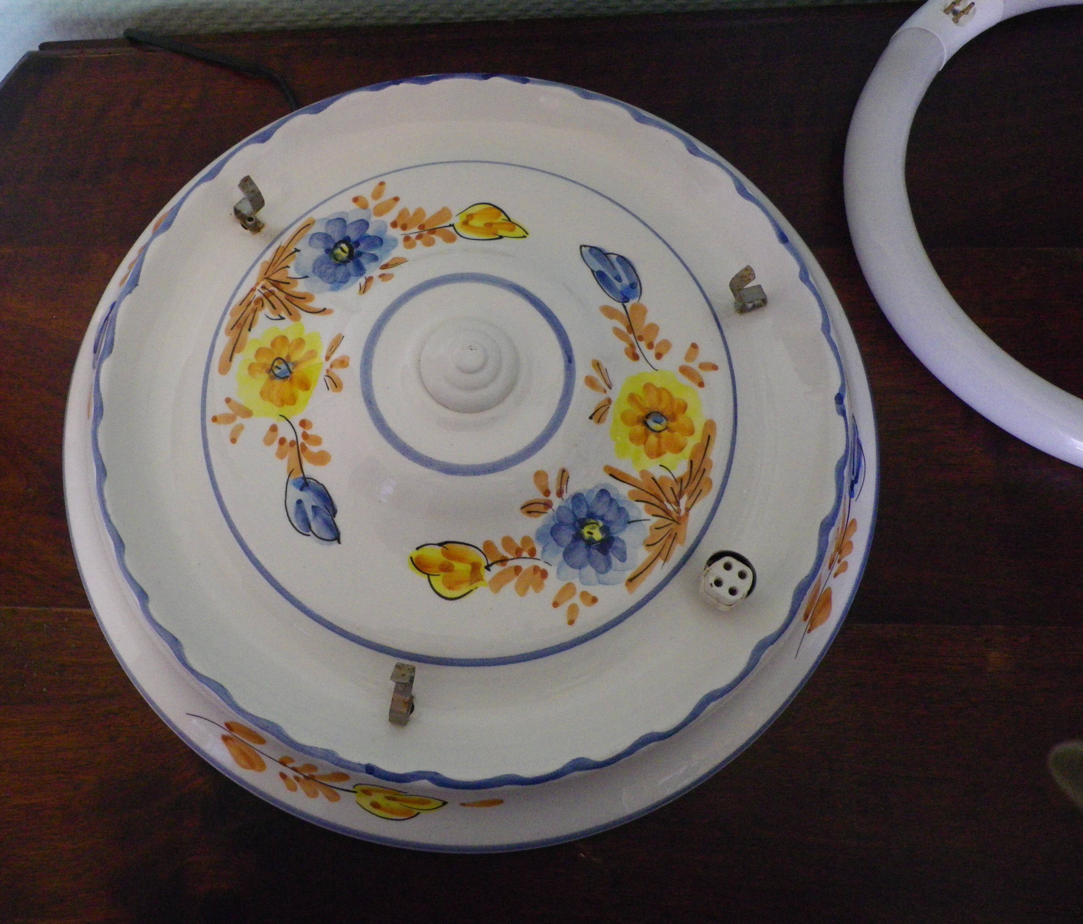 Round hand-painted ceramic ceiling light