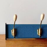 Vintage wall coat rack - 3 brass coat hooks