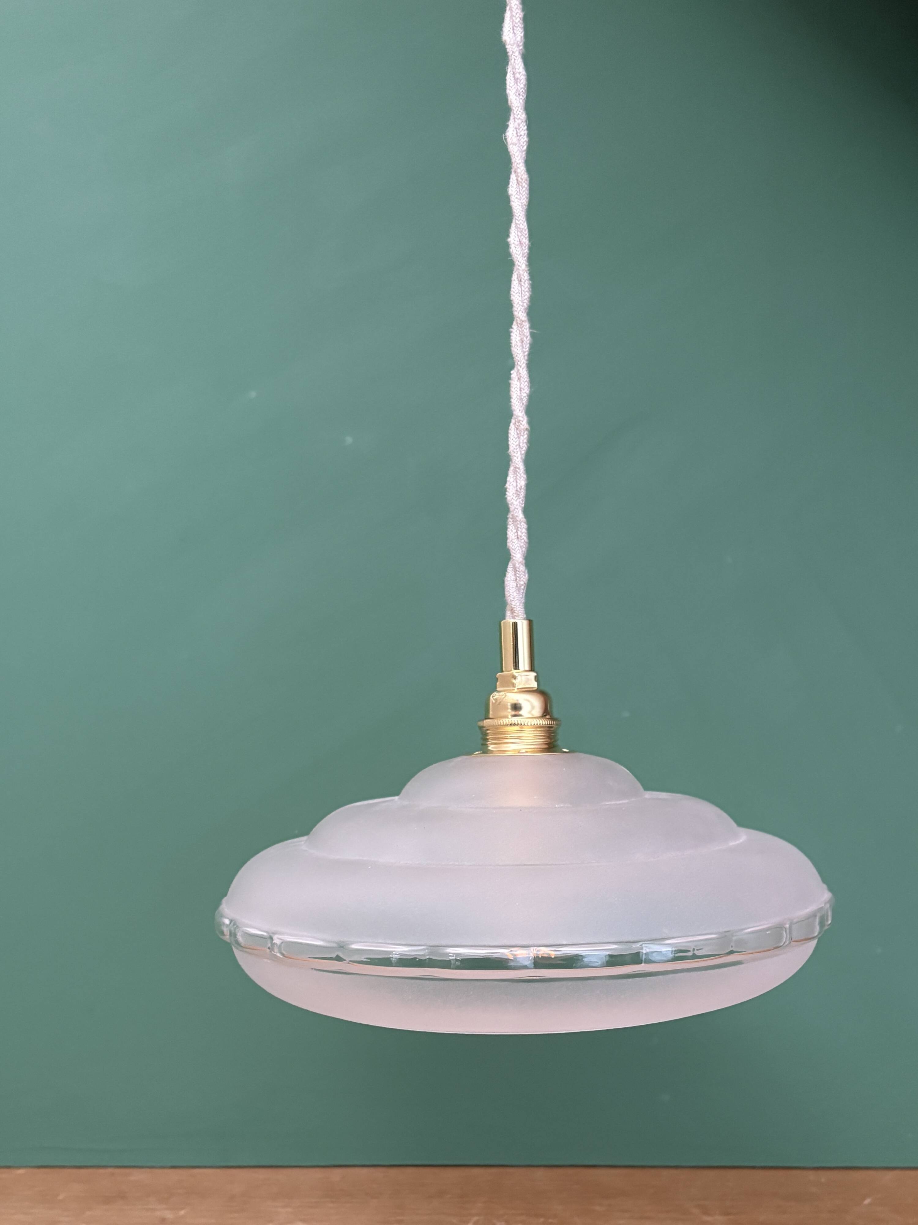 Vintage frosted glass lampshade pendant light