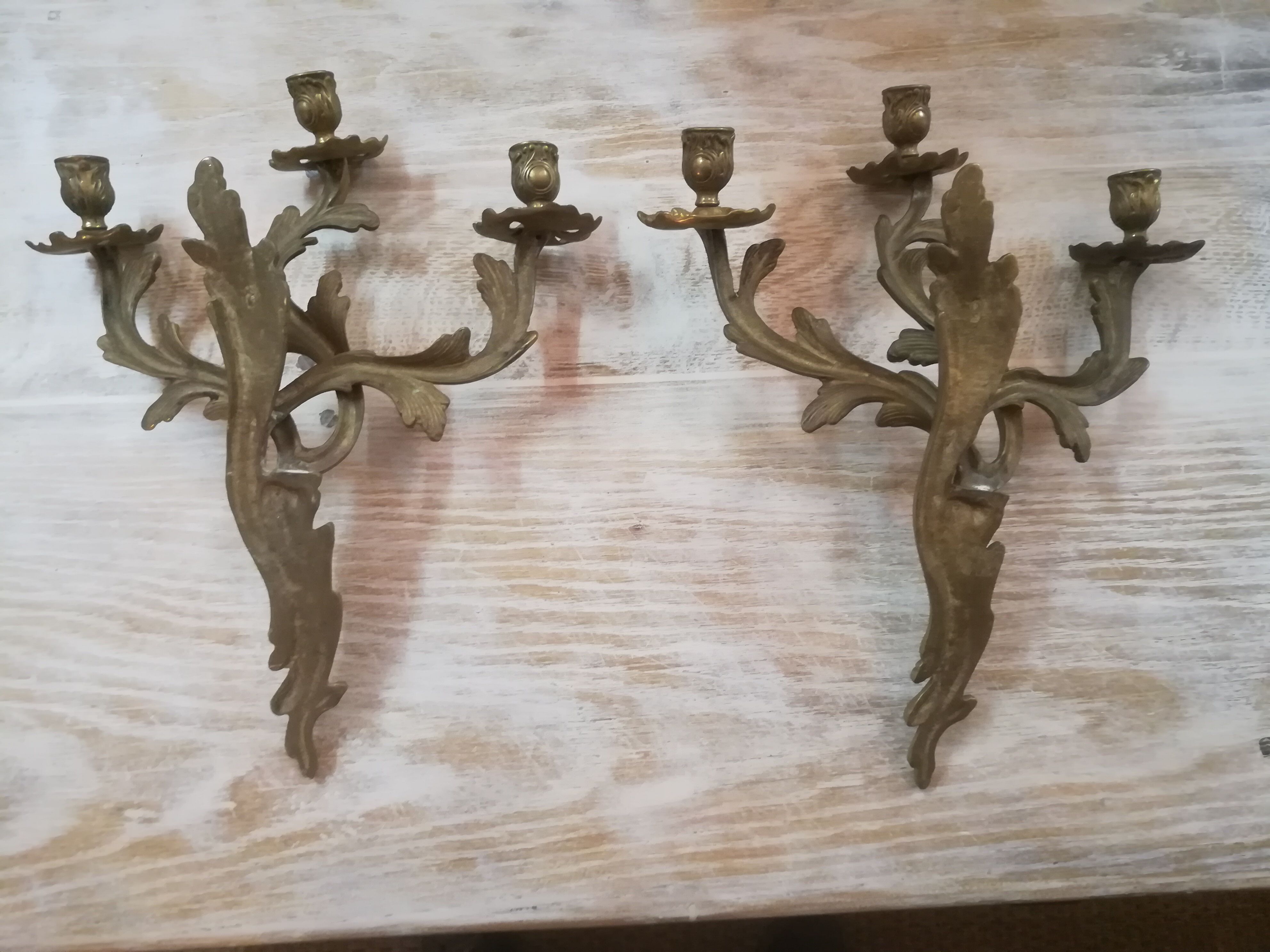 Pair of Louis XV style gilded bronze sconces