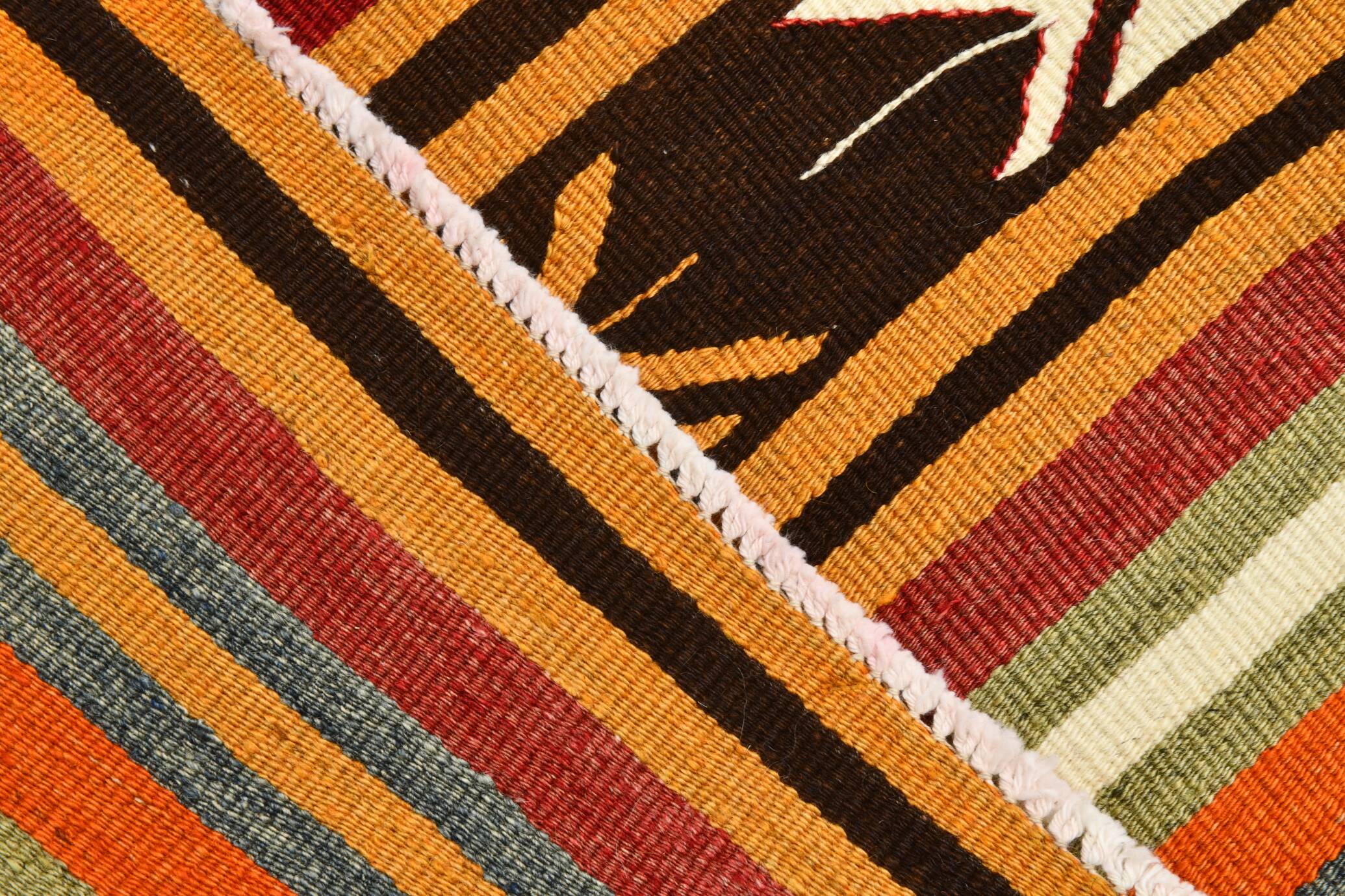 5x9 Striped Anatolian Kilim Rug, Turkish Kilim Rug, 148x264Cm