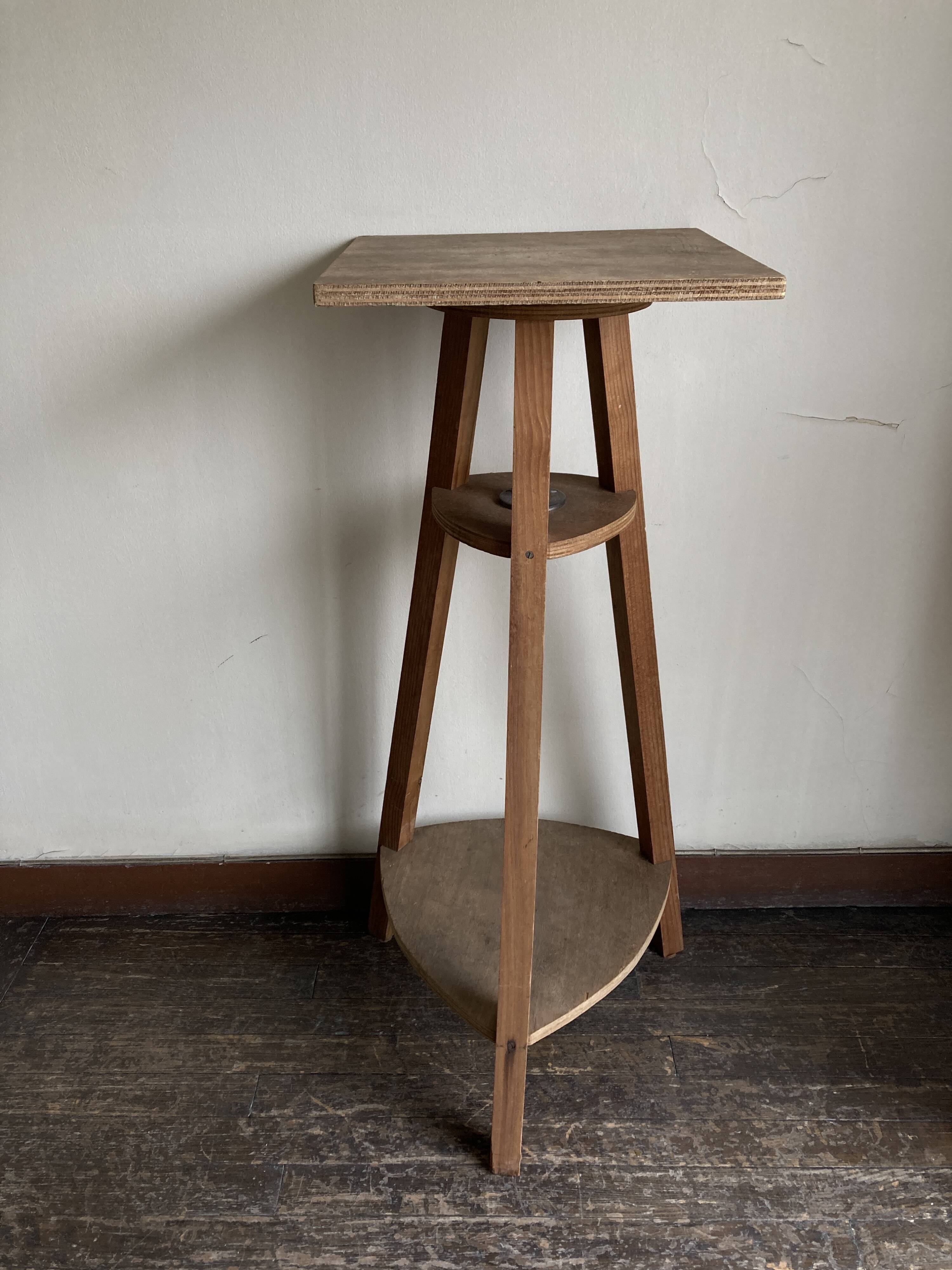 Sculptor's stool with rotating plywood top 1960