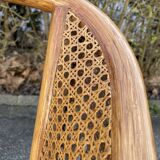 Pair of rattan and canning armchairs