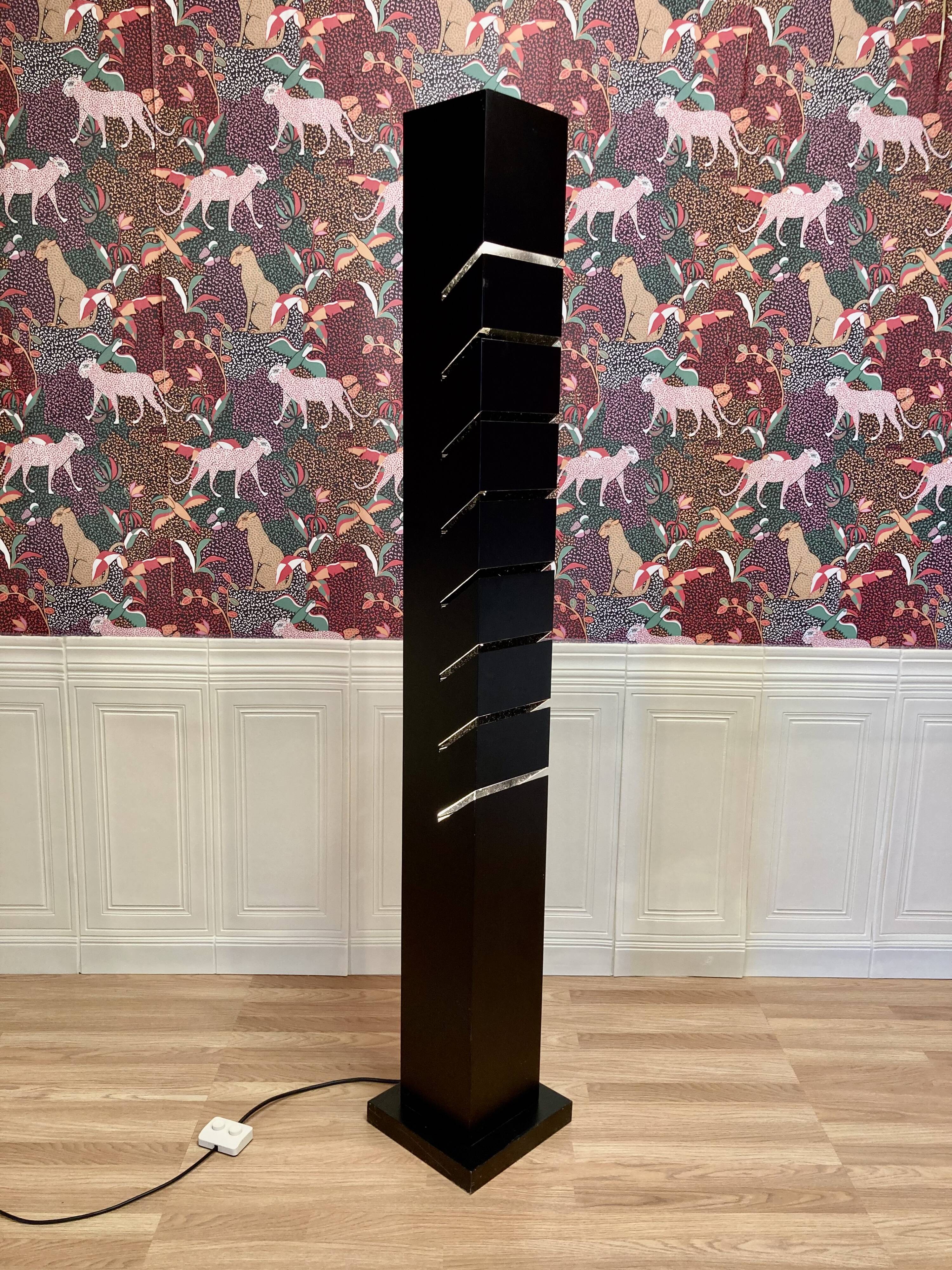 Black steel designer floor lamp 195 CM.