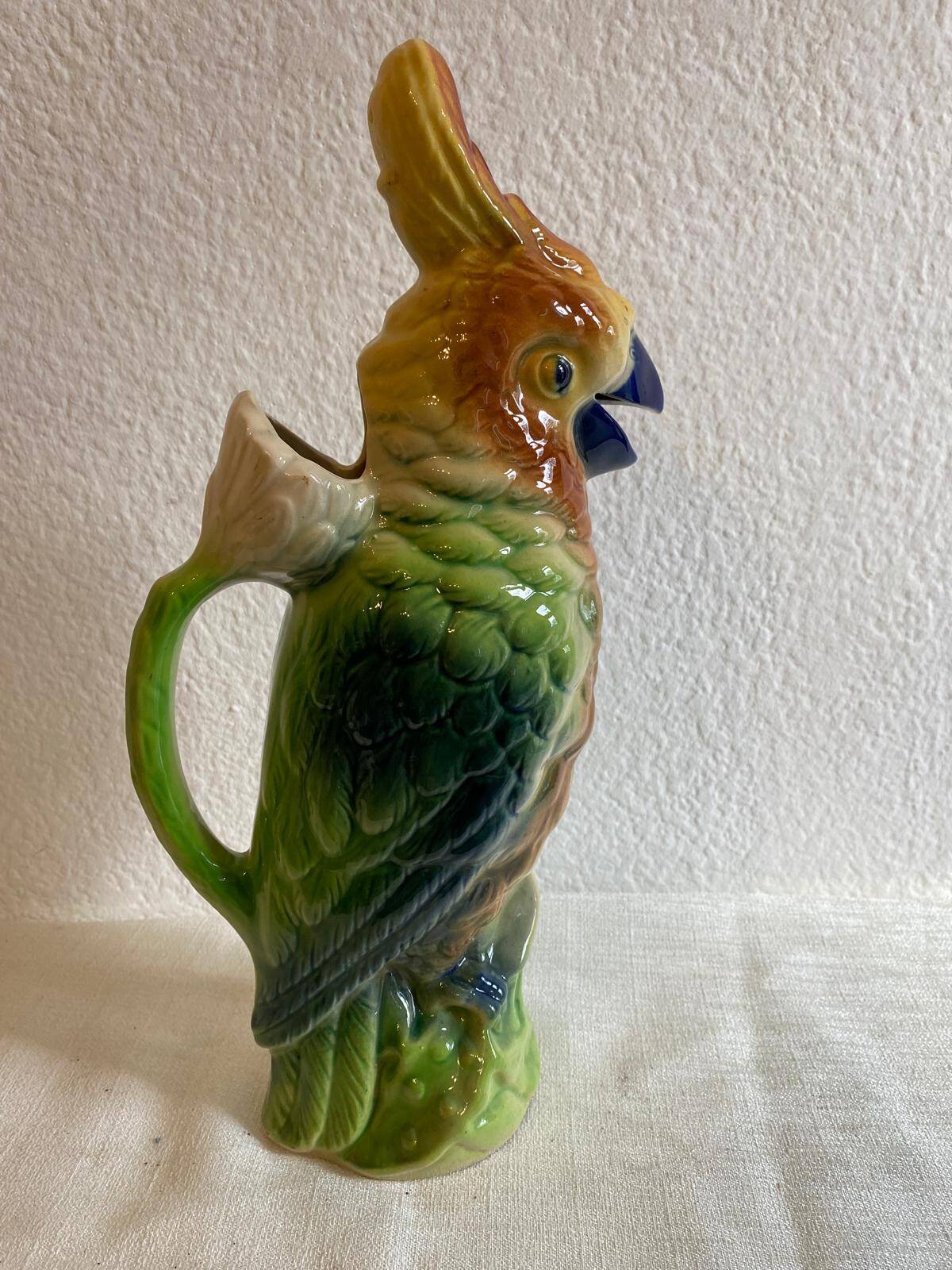 Antique earthenware pitcher Saint-Clément – Parrot model