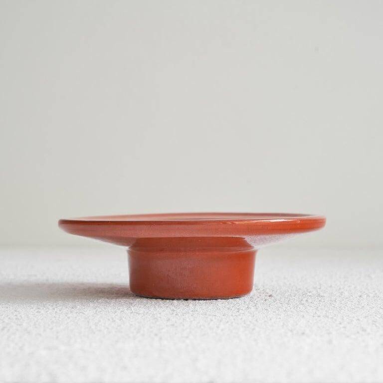 Candle holder or decorative bowl in glazed ceramic, mid-20th century.