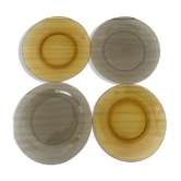 Lot of 4 plates 2 amber Vereco and 2 black Arcoroc - vintage