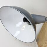 Industrial British Grey Enamel Factory Wall Lamp, 1960s