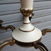 Rare chandelier with 5 lights in bronze and lacquered brass - Circa 1940 - in working condition.