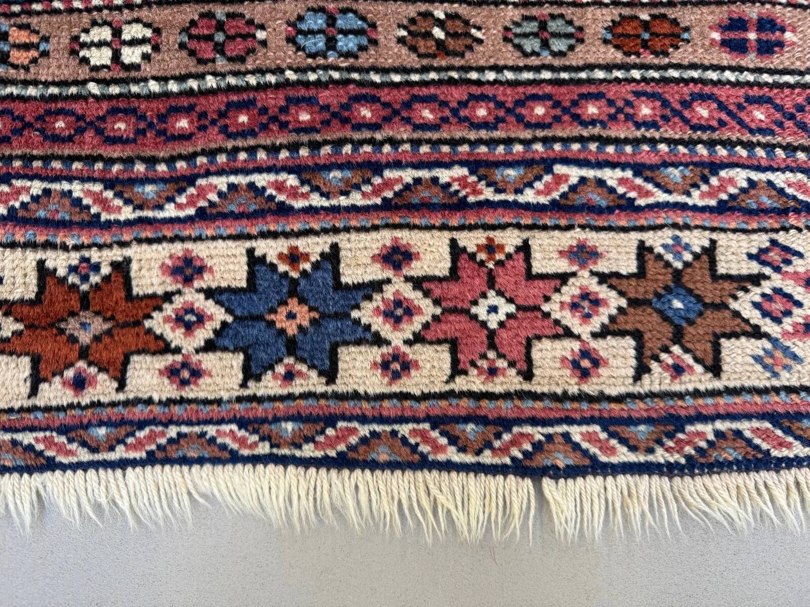 Antique Caucasian rug 215x126 cm Lesghi Star tribal Kazak rug large 2522