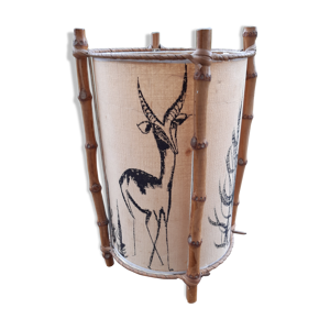 Lampe rotin et parchemin - 1950