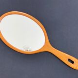 Miroir à main en bois du milieu du siècle