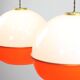 Space Age Italian Orange Plexiglass and Brass Pendant Lamp, 1970s