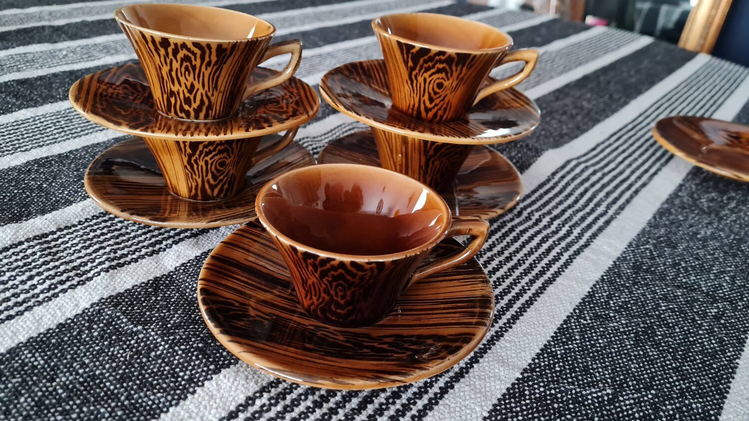 Mahogany Sarreguemine Coffee Cups