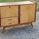 Enfilade of the 50s in oak and mahogany feet compass