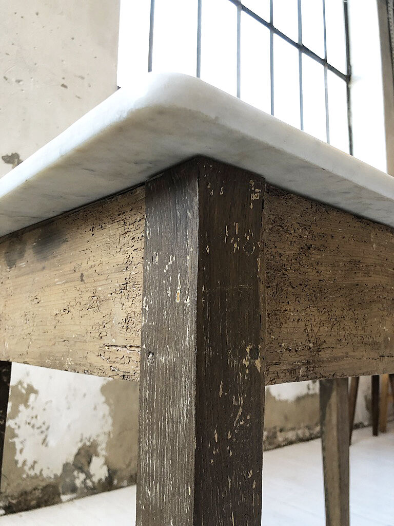 Oak and marble farm table