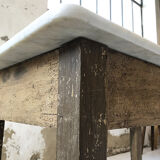 Oak and marble farm table