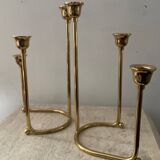 Duo of modernist brass candlesticks