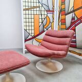 Vintage Dutch design swivel chair &amp; ottoman G. Harcourt Artifort F978