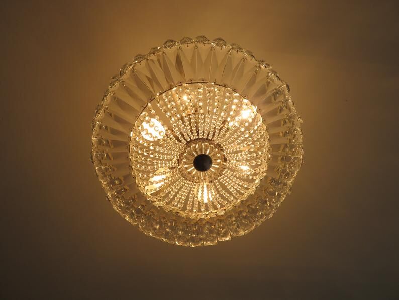 Lustre "Palwa" 6 fires in nickel brass and 60s crystal