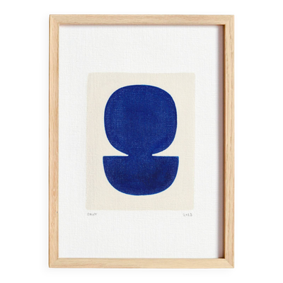 Peinture contemporaine sur papier bleu outremer signé eawy