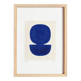 Contemporary painting on ultramarine blue paper signed eawy.