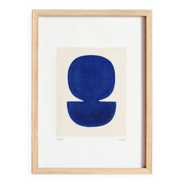 Contemporary painting on ultramarine blue paper signed eawy.