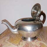 Silver tin teapot signed "from the manor"