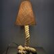 Midcentury French brutalist rope table lamp in the style of Audoux & Minet