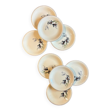 Lot de 8 assiettes à dessert vintage, Tulipe de Céranord