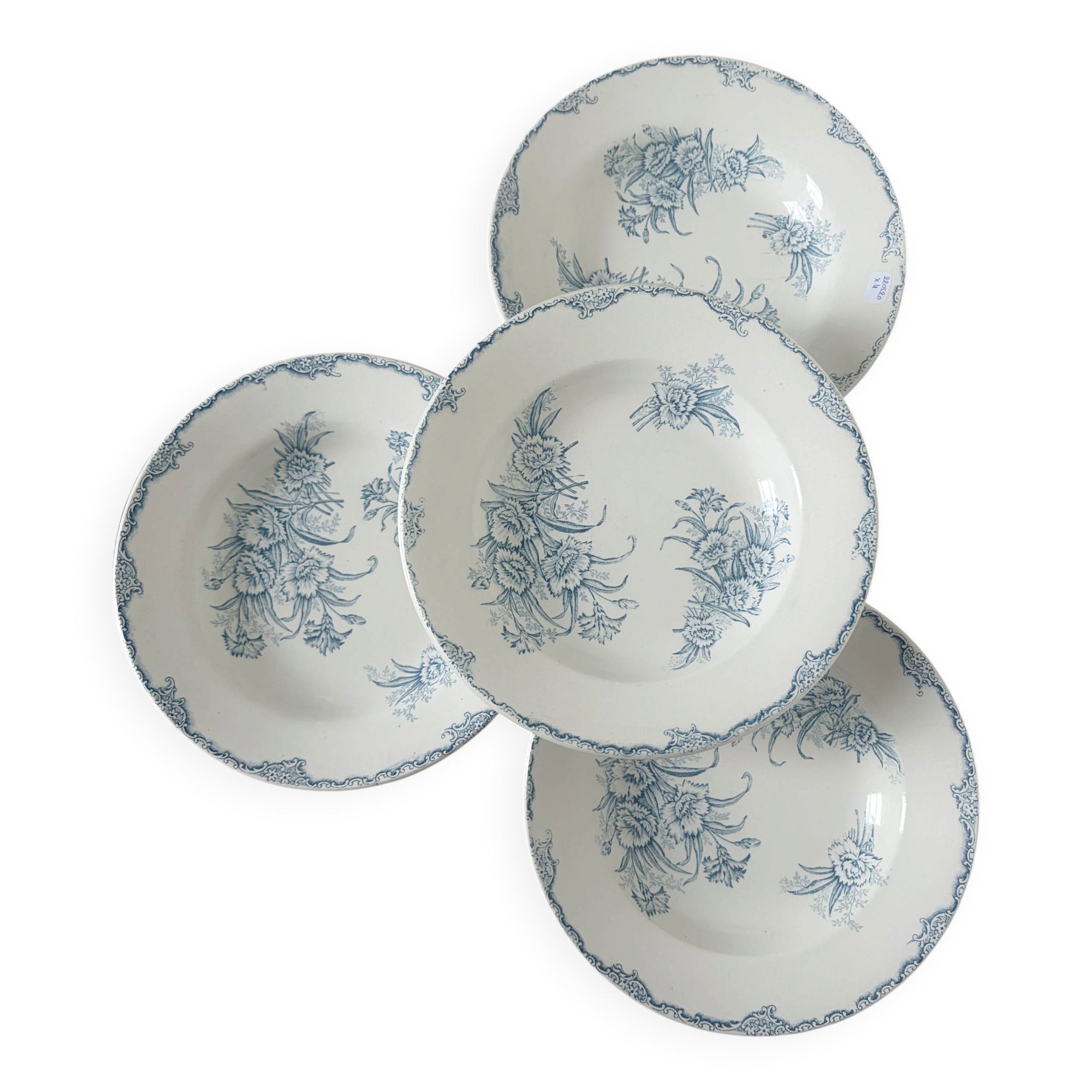 4 vintage deep plates in ironstone from L&G model Oeillets 220520