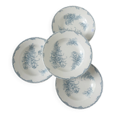 4 assiettes creuses vintage en terre de fer de L&G modèle Oeillets 220520