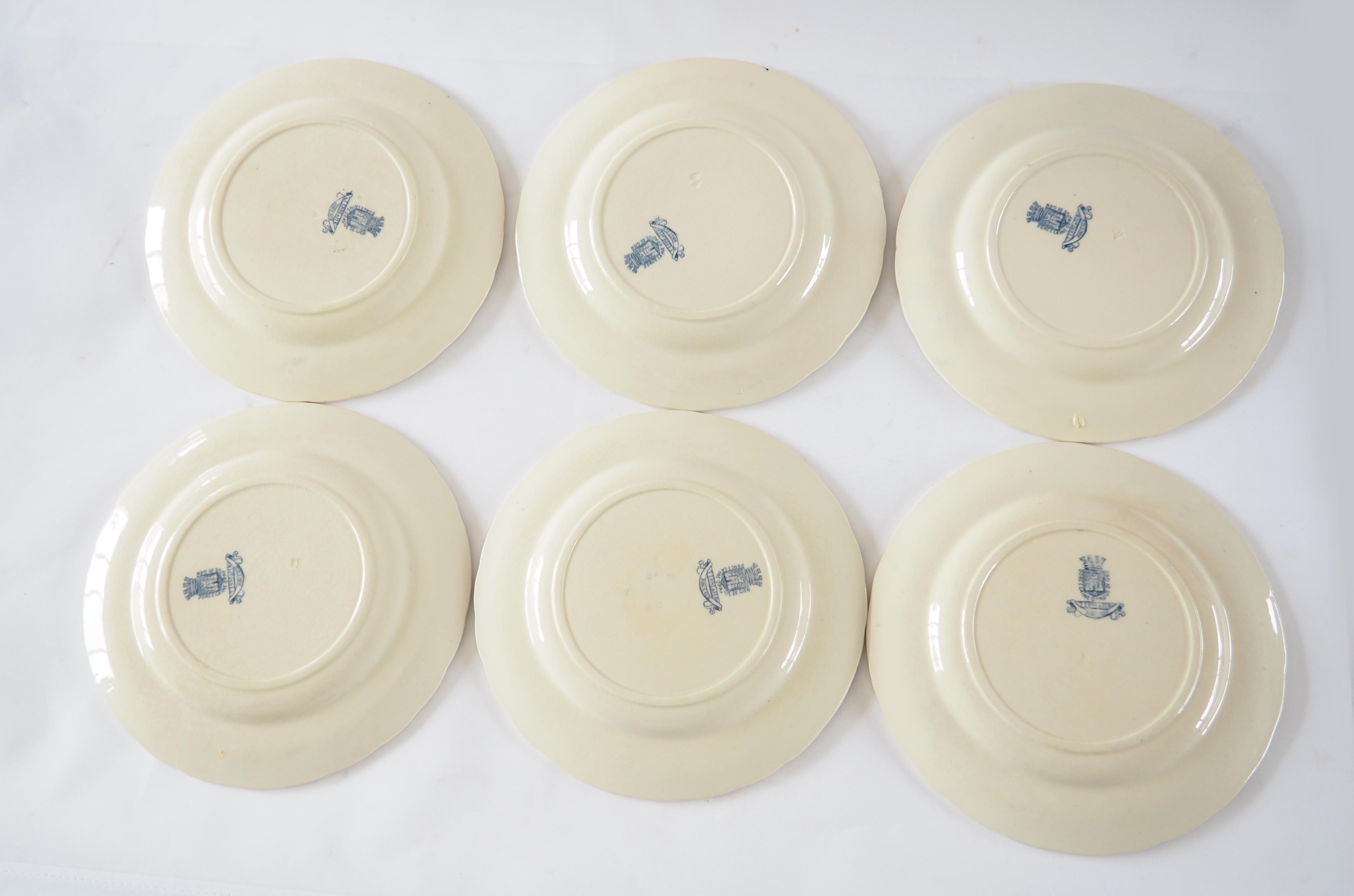 Series of 6 flat plates iron earth