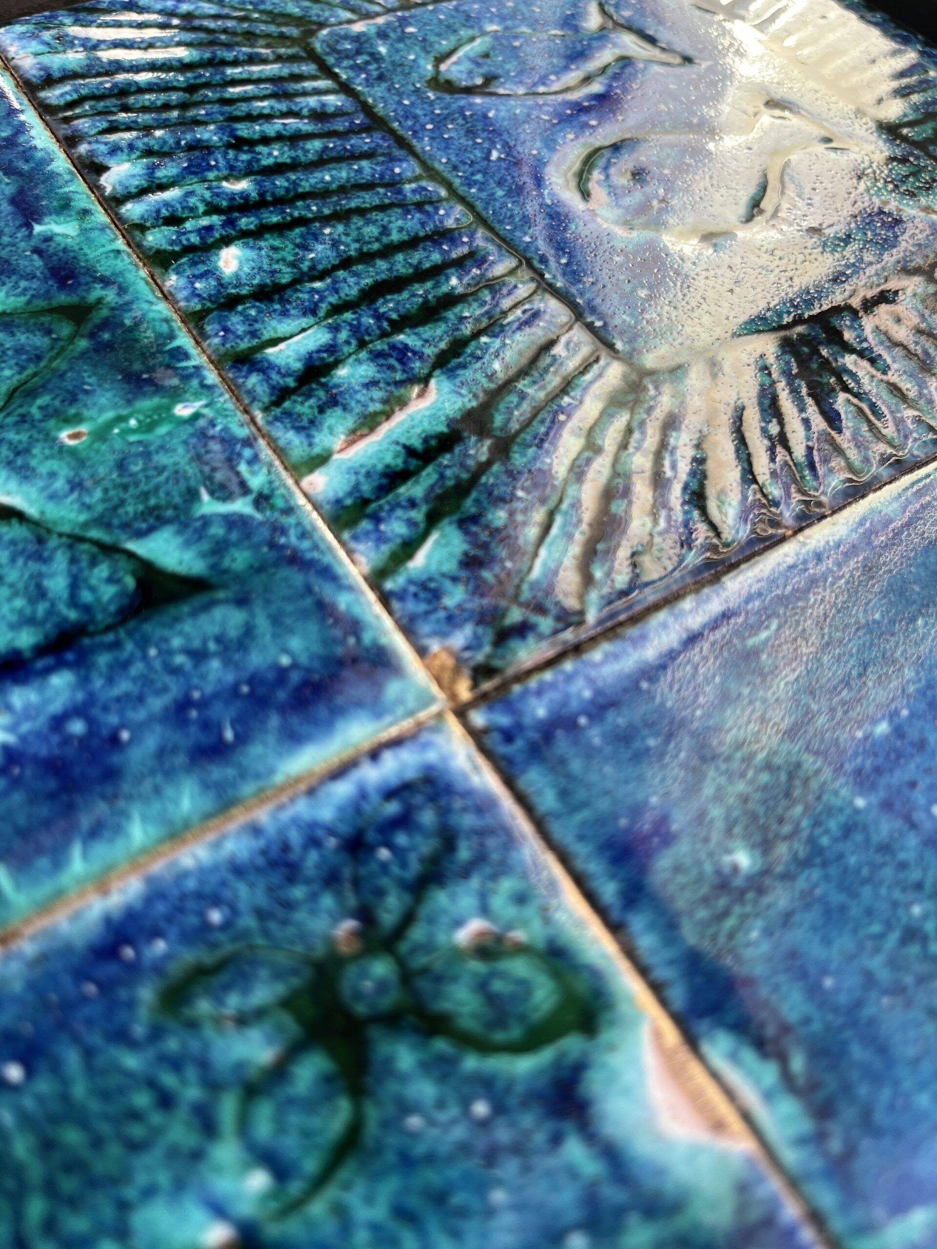 Blue ceramic coffee table by Robert & Jean CLOUTIER circa 1960