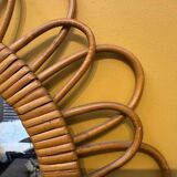 Vintage rattan flower mirror