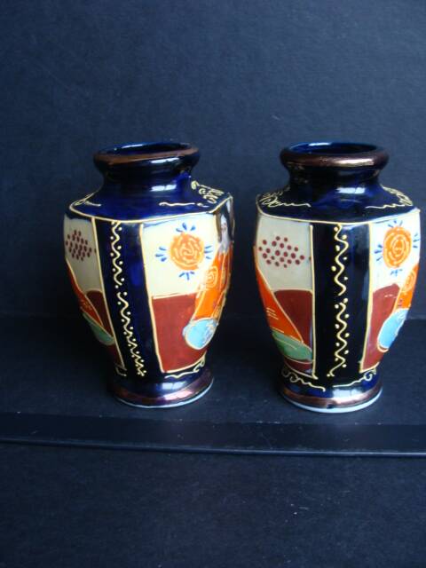 Paire de vases Satsuma vintage