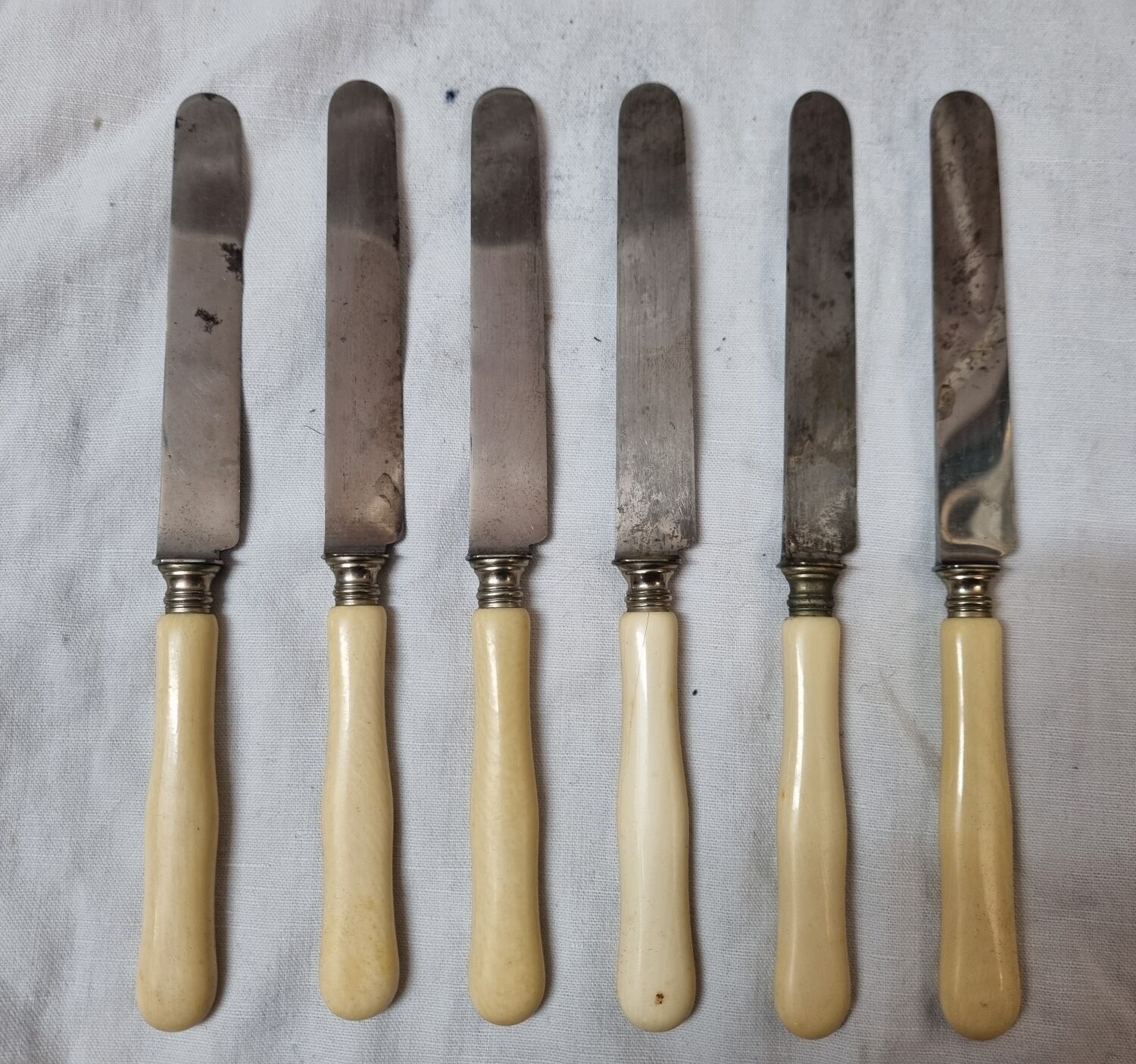 Old ivory handle cheese knives, nineteenth