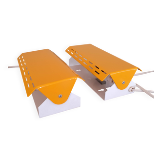 2 vintage adjustable metal wall lights - design Gerard Gossé for Massive