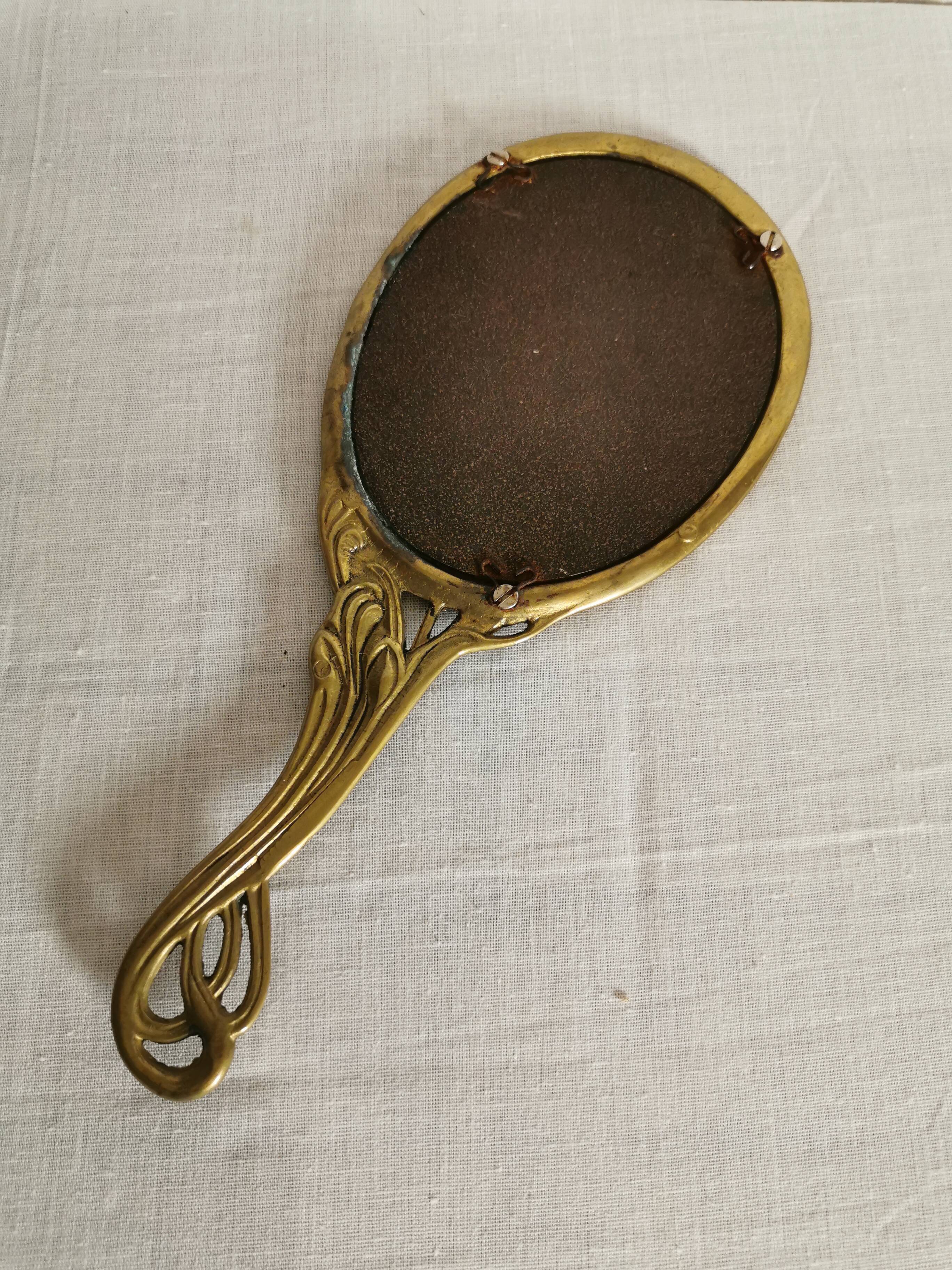Hand mirror Art Nouveau 1900 circa 11x24cm