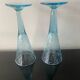 Pair of sky blue chalice or flute glasses
