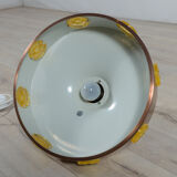 Scandinavian ceiling lamp copper & glass, Denmark, 1960s