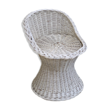 Vintage woven wicker stool 1950