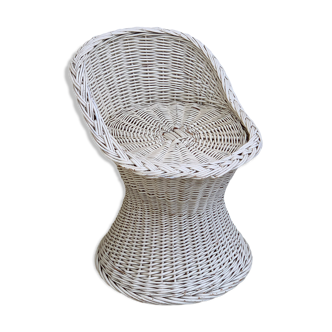 Vintage woven wicker stool 1950