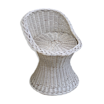 Tabouret vintage osier tressé 1950
