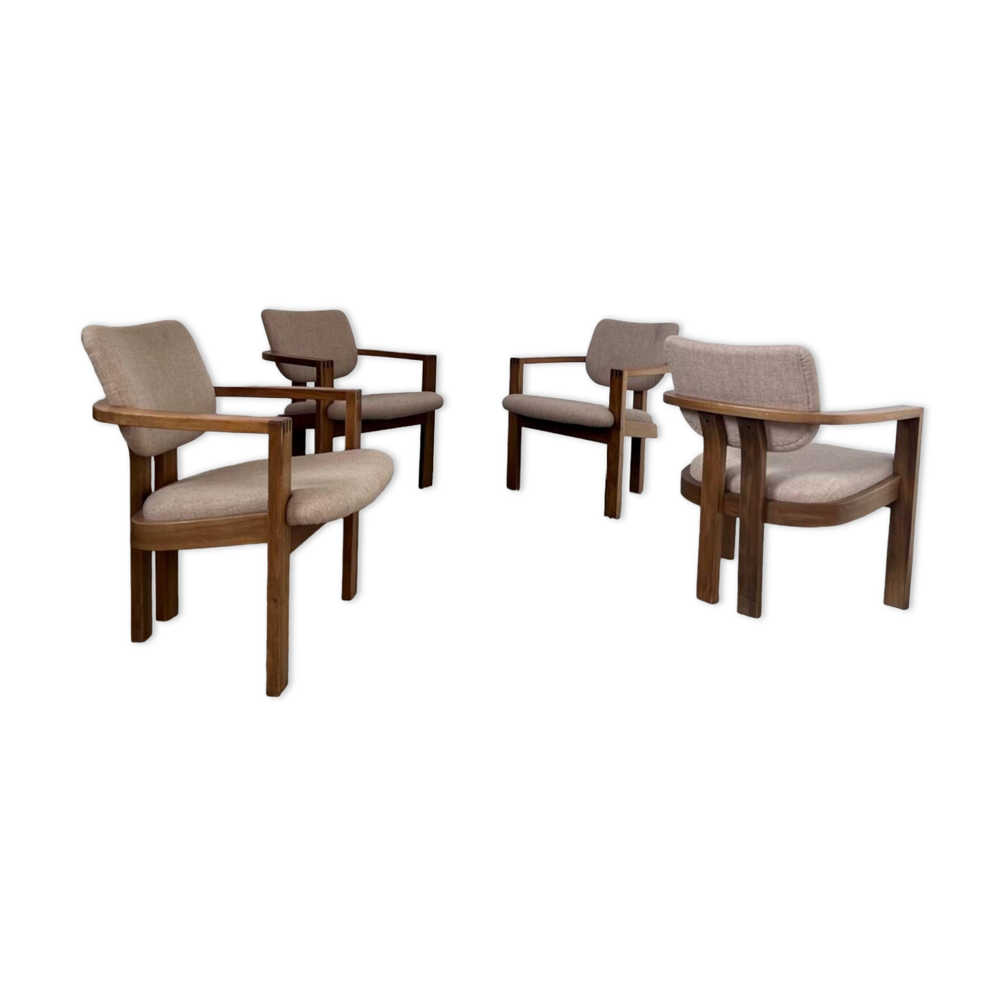 4 old armchairs Italian design chairs 70s vintage curved wood