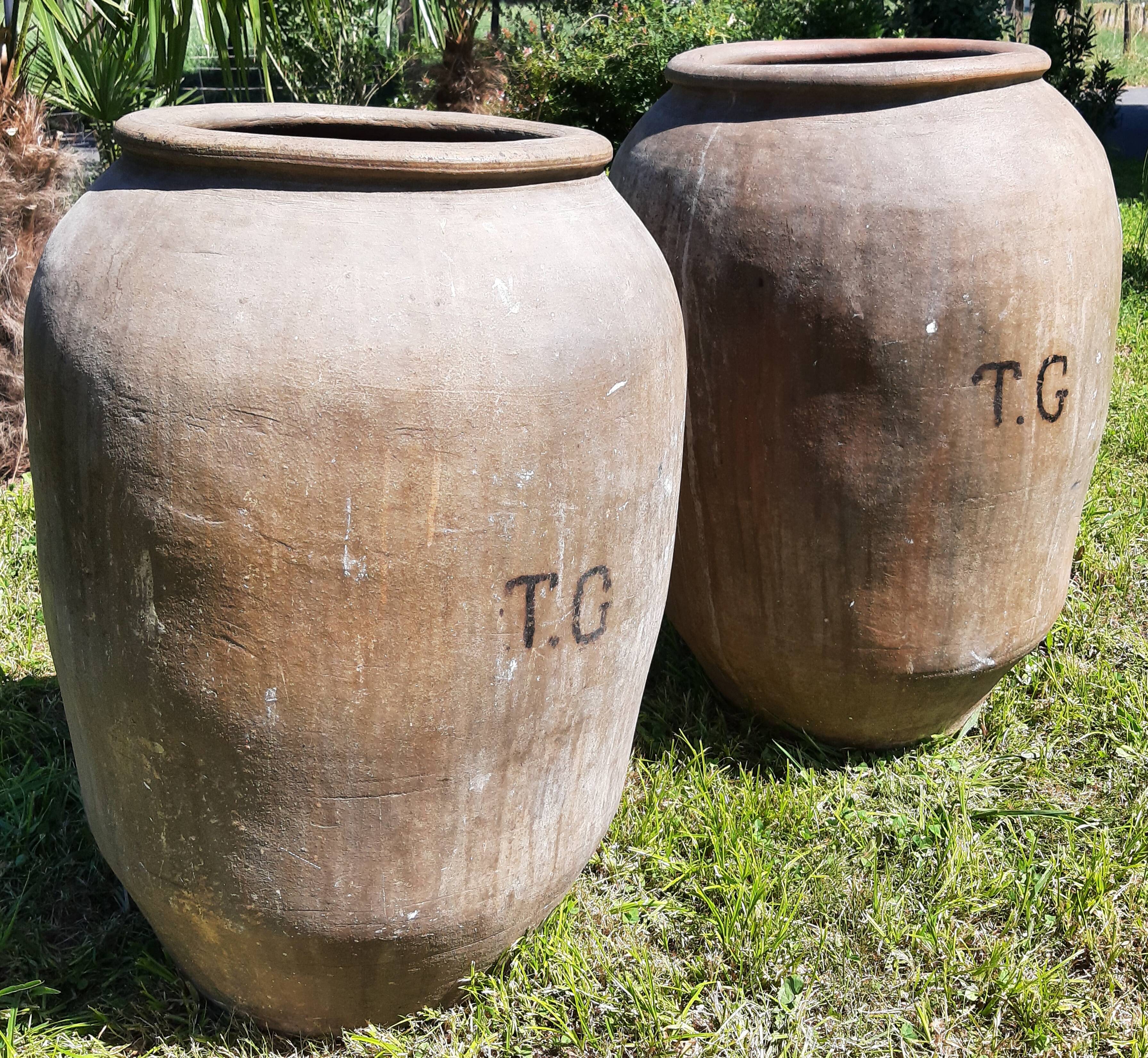 Pair of olive oil jars (or "tinajas"), Spain, 19th century