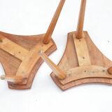 Lot of 2 beech and elm stools, France, 1950s