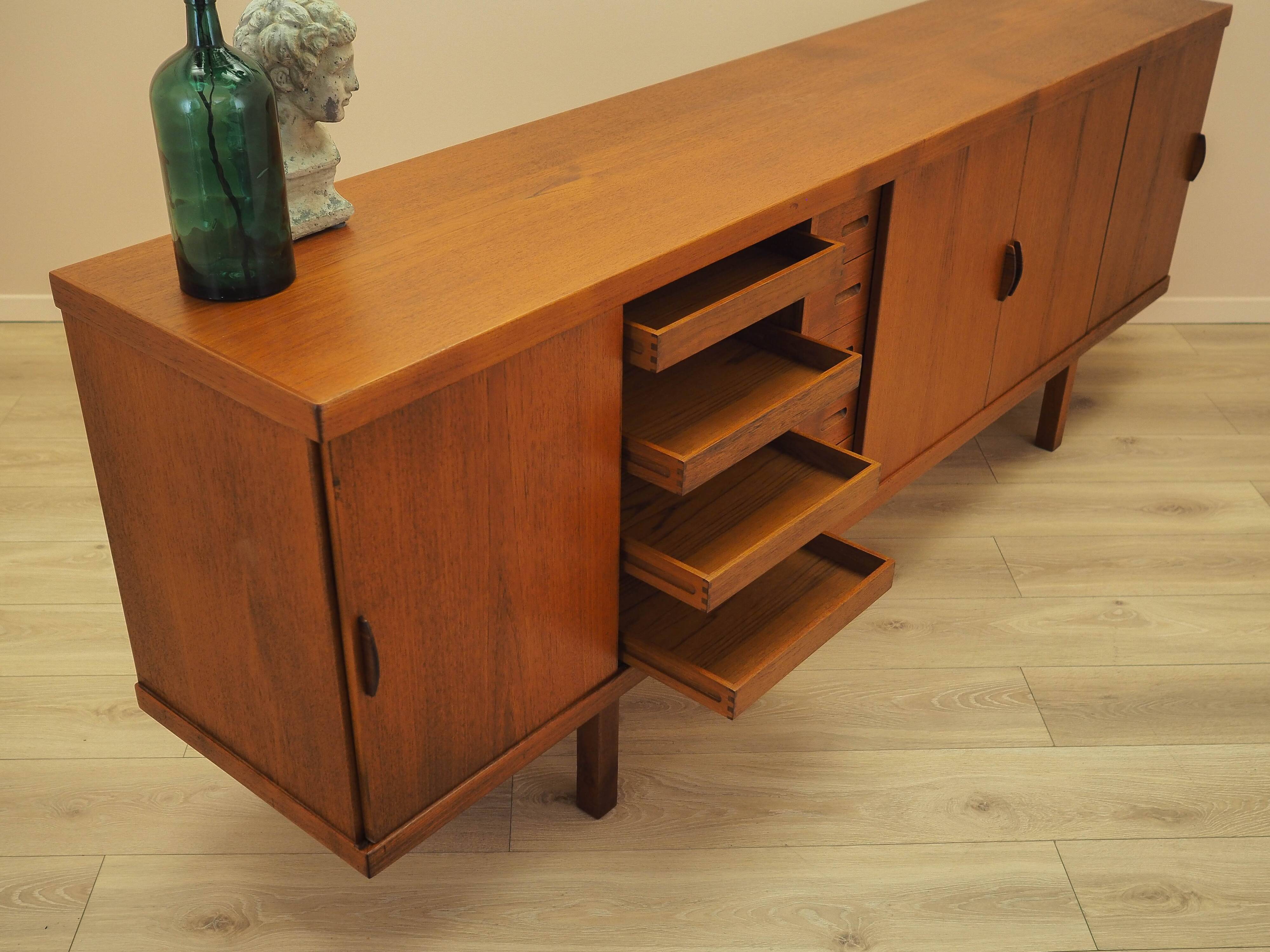 Teak sideboard with sliding doors, Denmark, 1960s