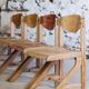 4 vintage canteen chairs in beech, 1980.