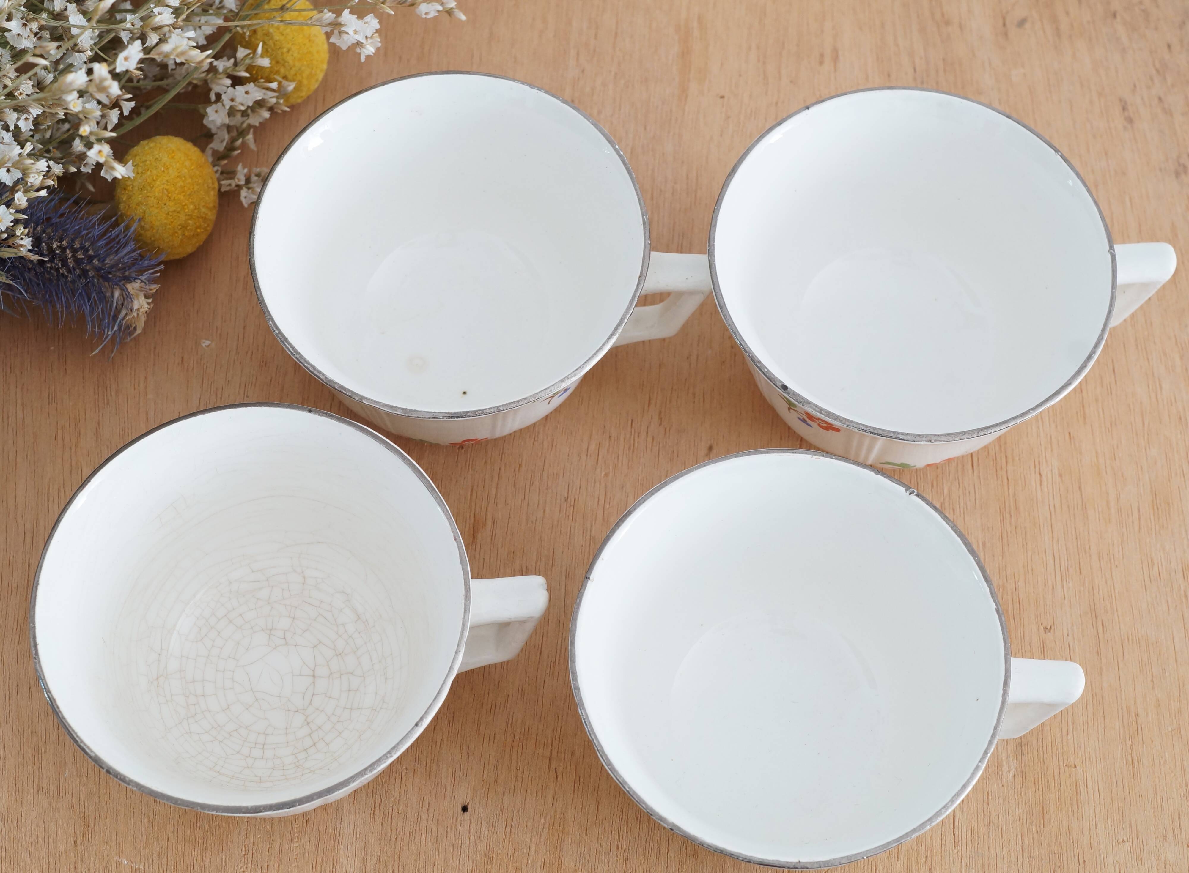 Service 4 cups and saucers Digoin Sarreguemines